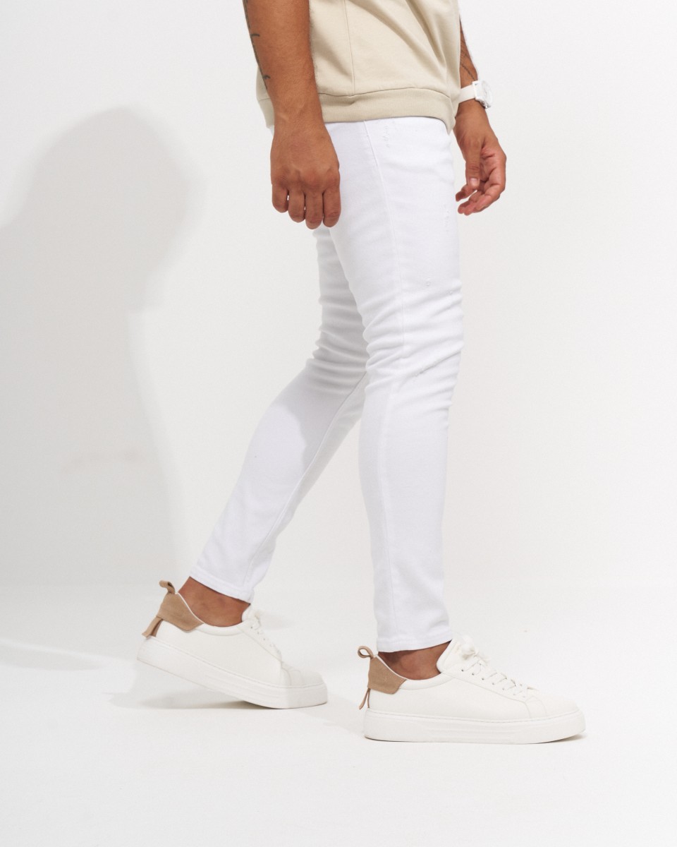 Jeans Ajustados Rasgados Blanco Nieve para Hombres | Martin Valen