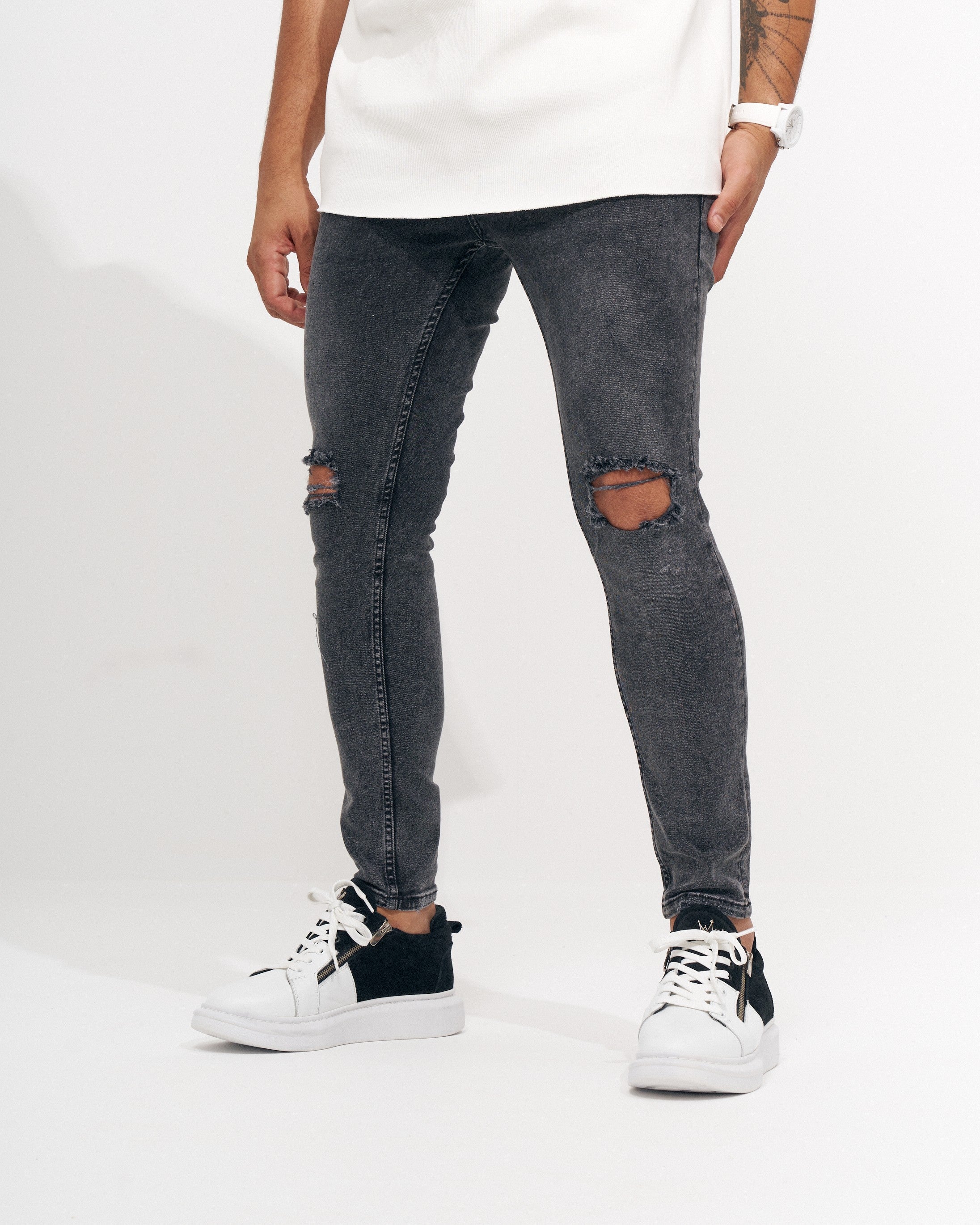 Jean Topshop Jamie Blanc Déchiré Aux Genoux - Taille W25 L34 - Occasion Très Bon état