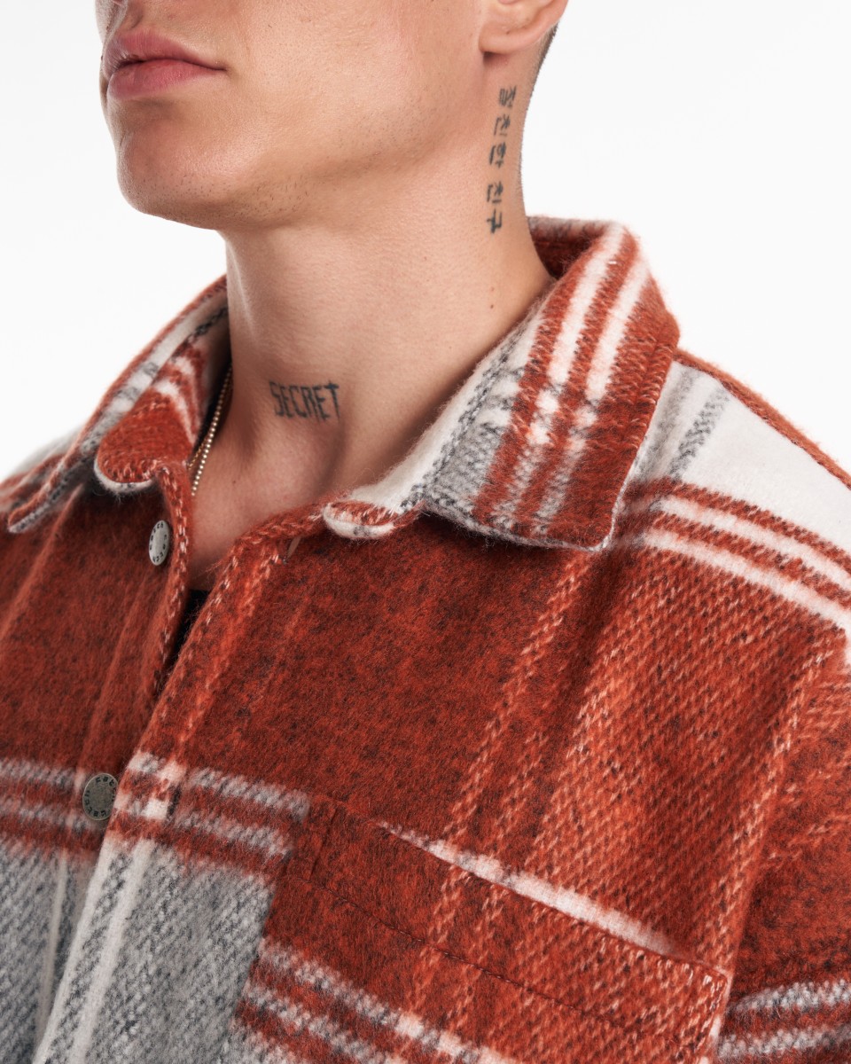 Camicia Rossa Oversize a Quadri in Lana per Uomo | Martin Valen