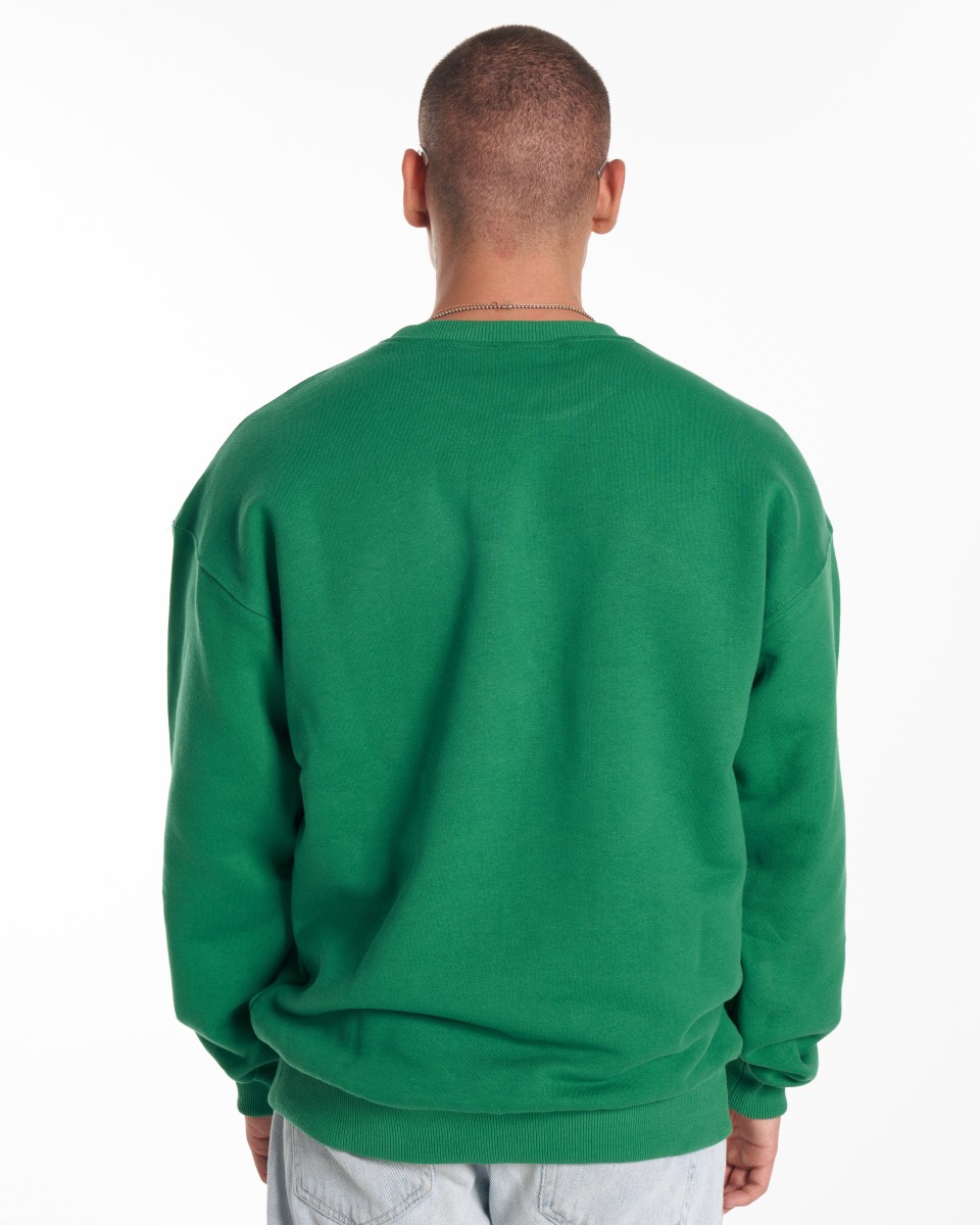 Felpa Verde Basic Oversize da Uomo | Martin Valen