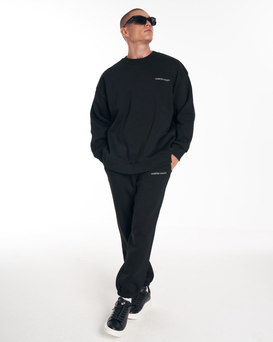 Martin Valen Designer Oversized Sweatshirt Tracksuit Set - Black