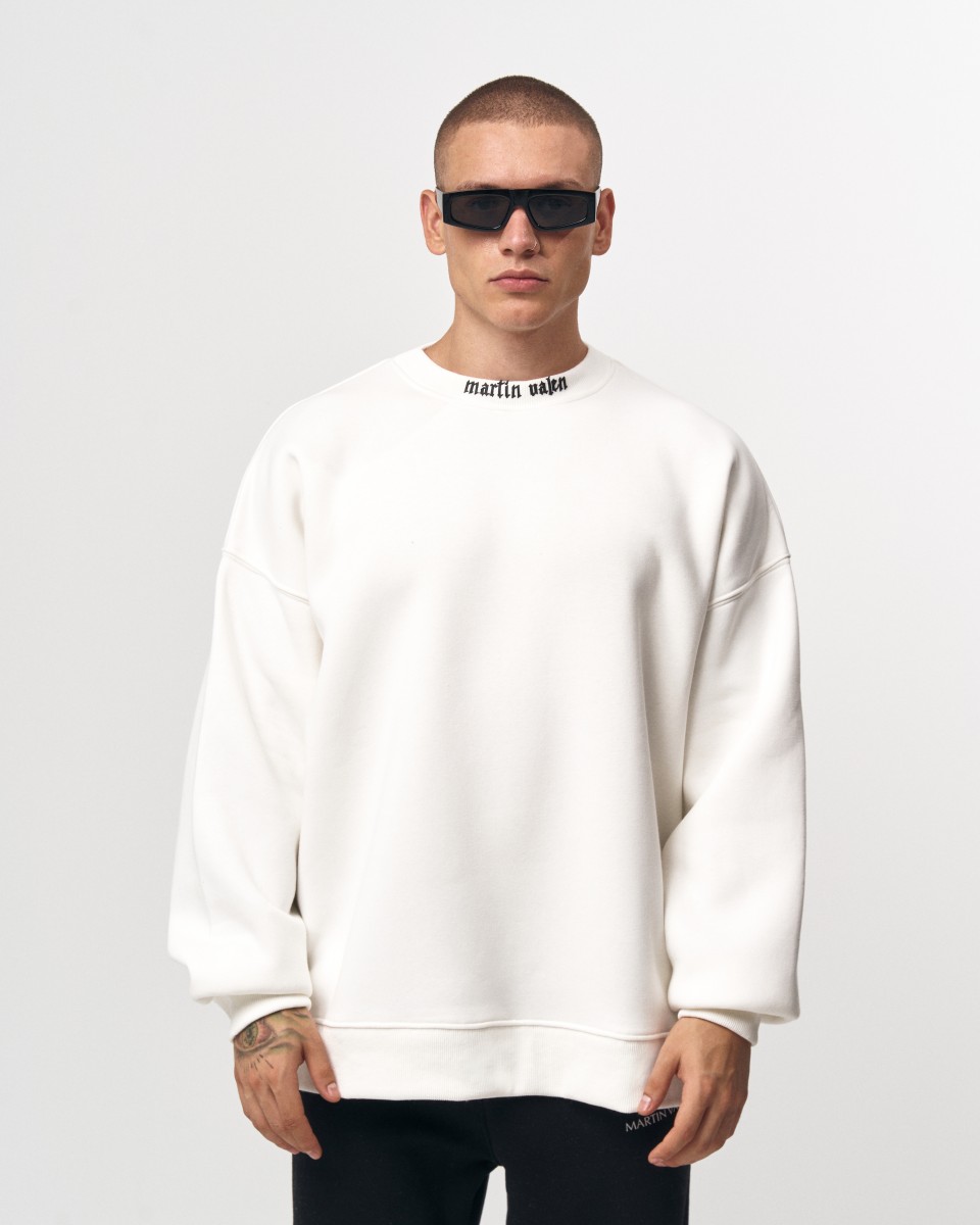 Hommes Sweatshirt Oversize Col Rond, Blanc Cassé | Martin Valen