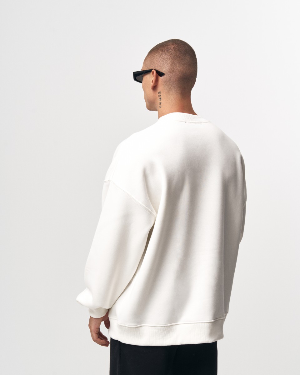 Men's Oversized Sweatshirt O-Neck Off White | Martin Valen