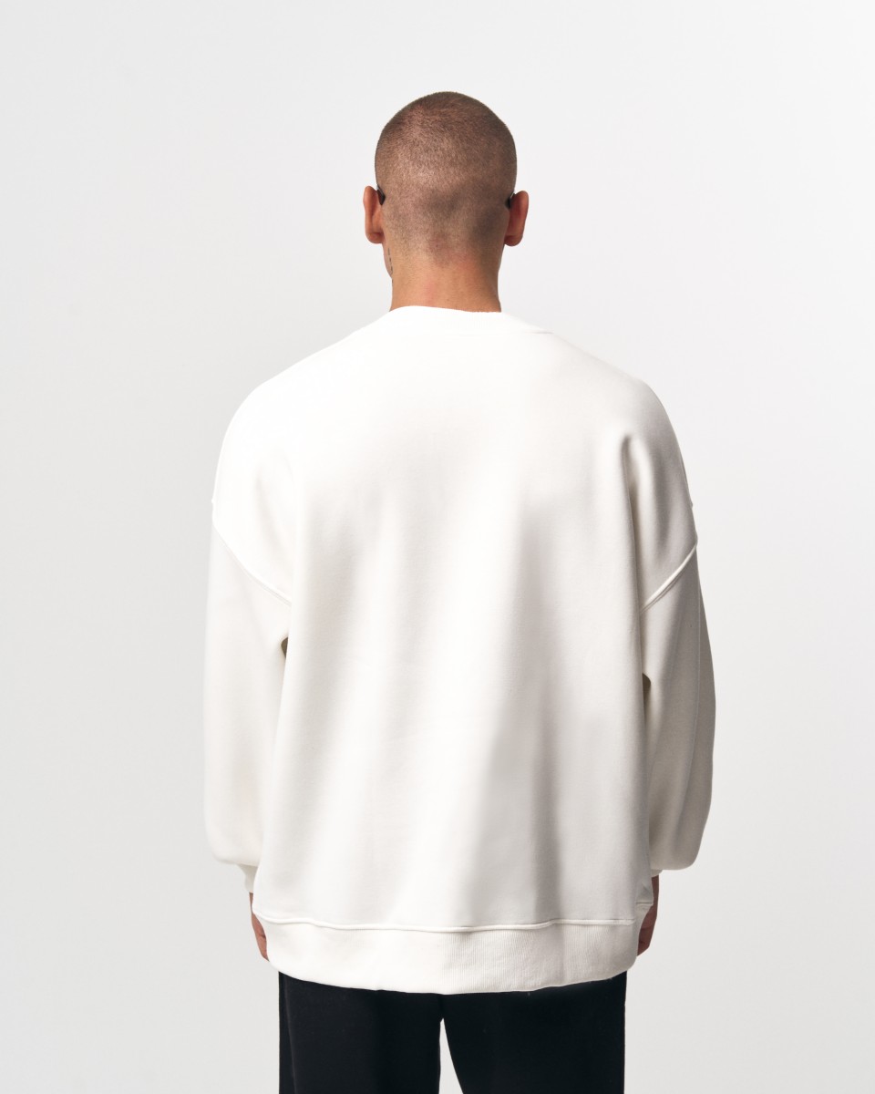Hommes Sweatshirt Oversize Col Rond, Blanc Cassé | Martin Valen