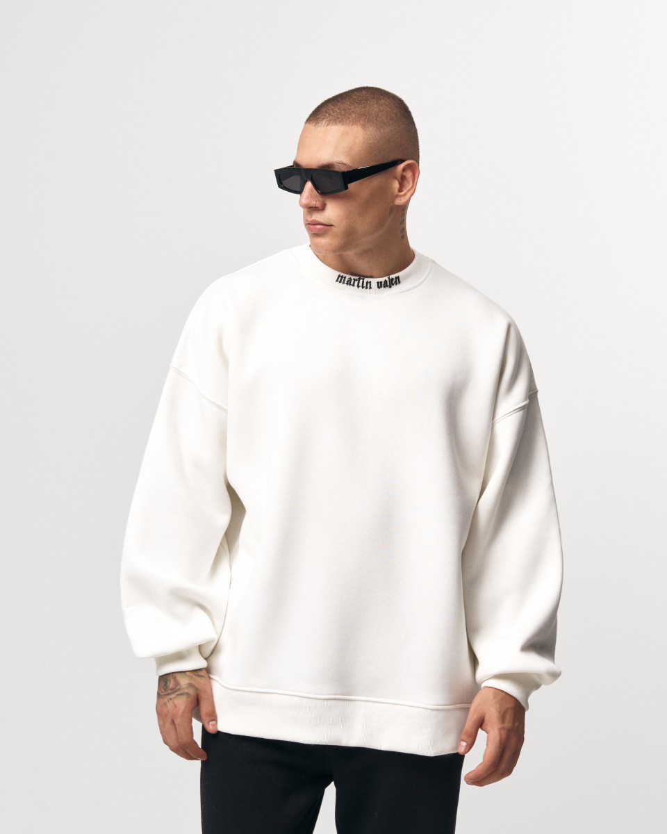 Men's Oversized Sweatshirt O-Neck Off White | Martin Valen