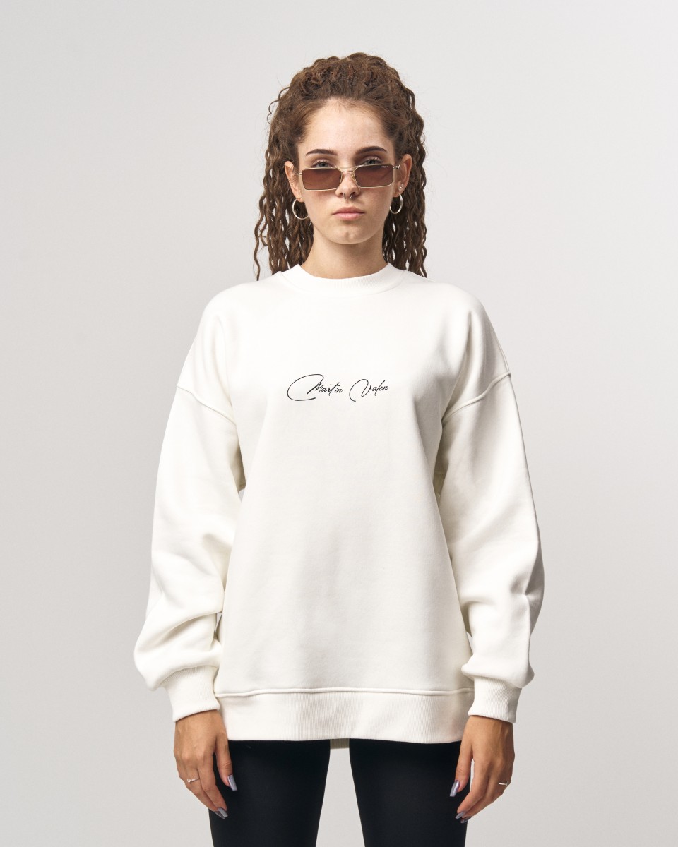 Signatura MV 3D Printed Handwriting Oversized Sweatshirt - Blanc