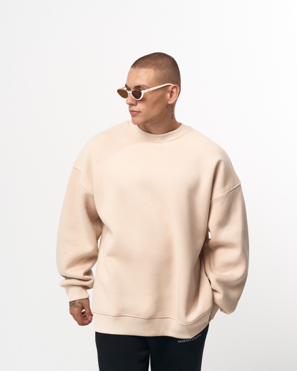 Men's Oversize Sweatshirt Minimal Art Cream | Martin Valen