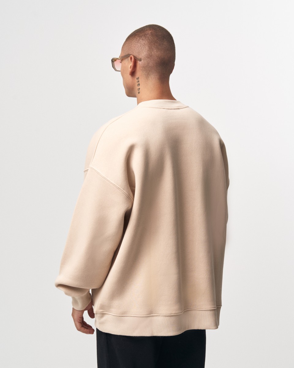 Men's Oversize Sweatshirt O-Neck Cream | Martin Valen