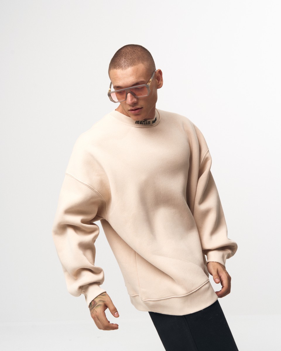 Men's Oversize Sweatshirt O-Neck Cream | Martin Valen