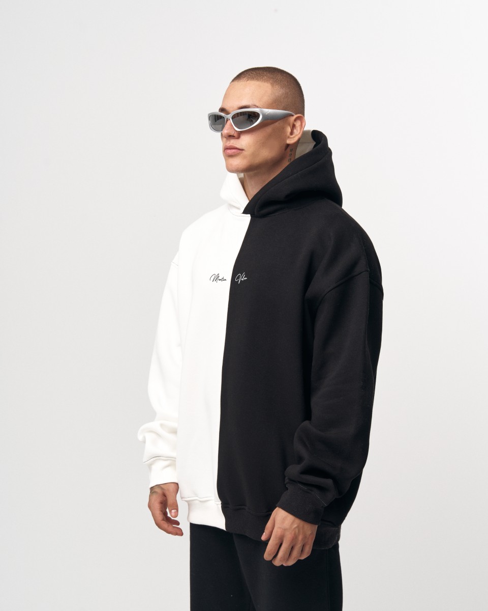 Men's Oversized Dual Color White And Black Hoodie | Martin Valen