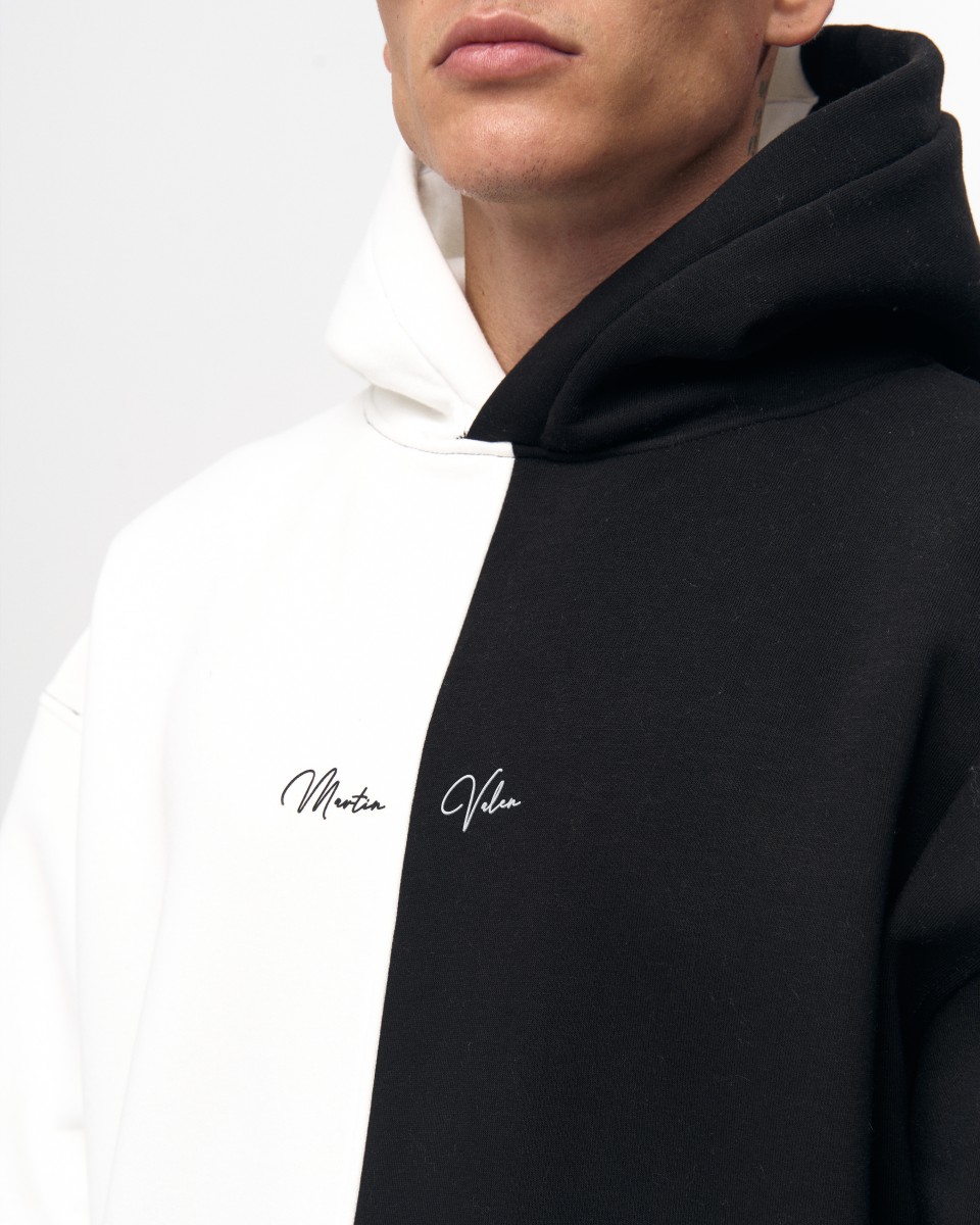 Men's Oversized Dual Color White And Black Hoodie | Martin Valen