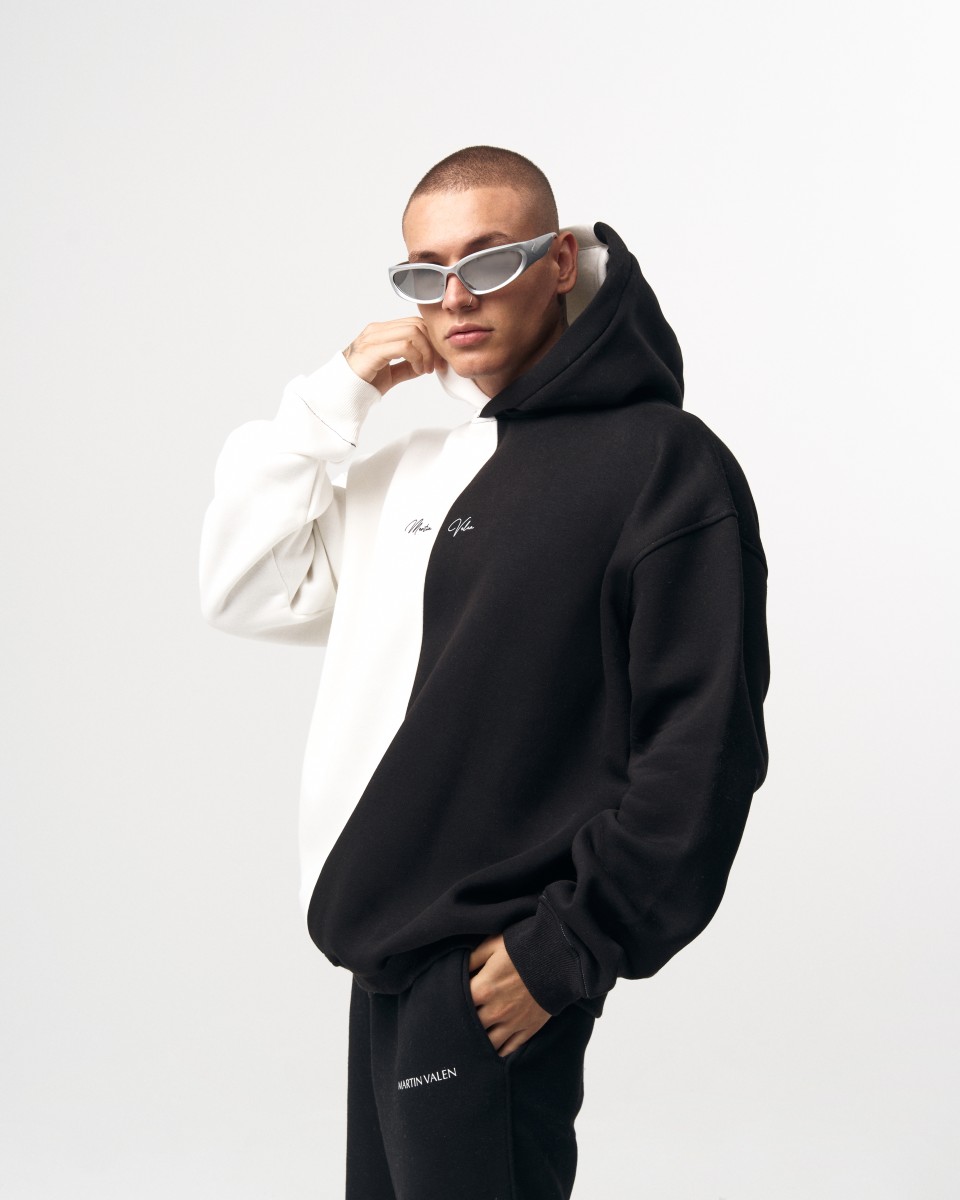 Men's Oversized Dual Color White and Black Hoodie | Martin Valen