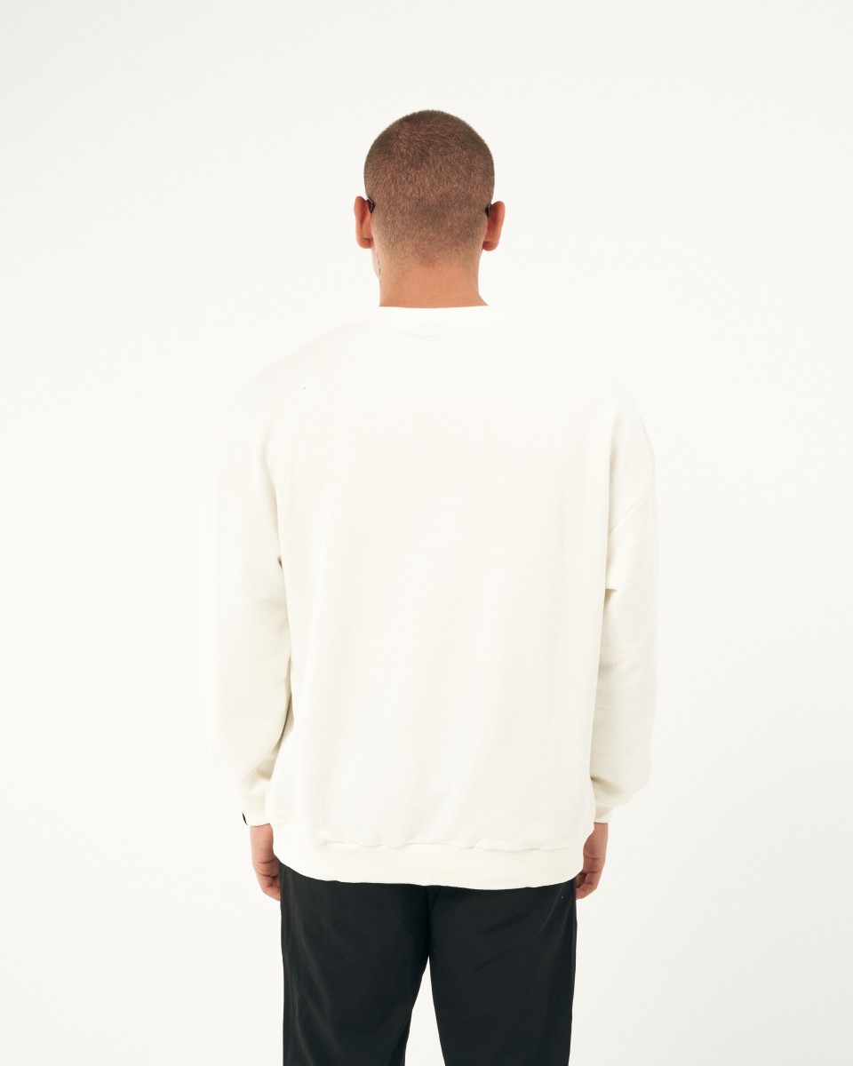 Men's Oversize Basic Sweatshirt Ethnic Designer White | Martin Valen