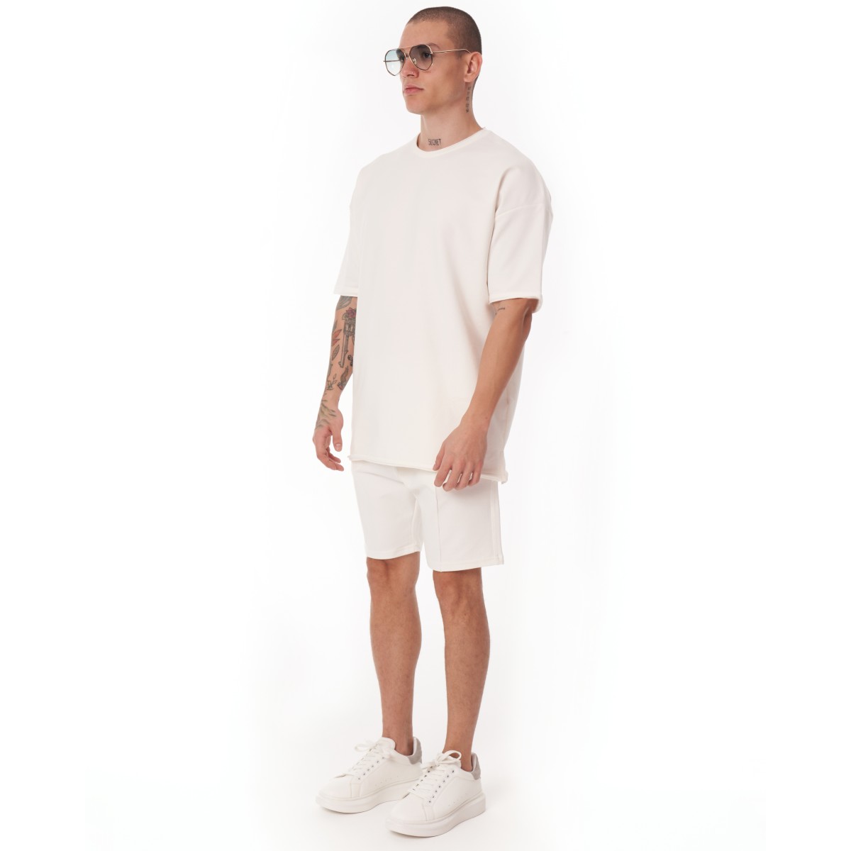 Men's Oversize Shortsuit Designer Light Fabric White | Martin Valen