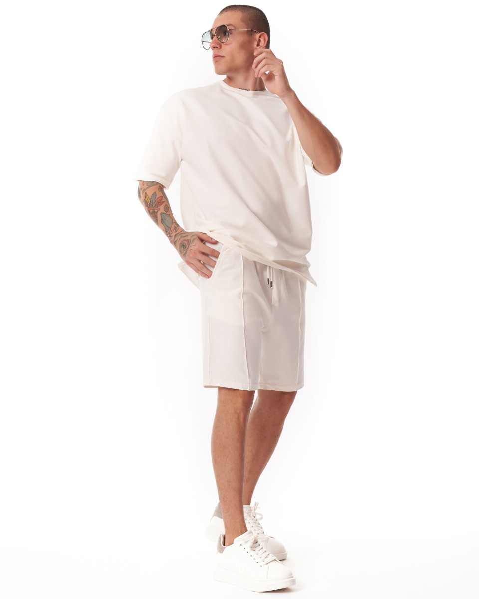 Men's Oversize Shortsuit Designer Light Fabric White | Martin Valen