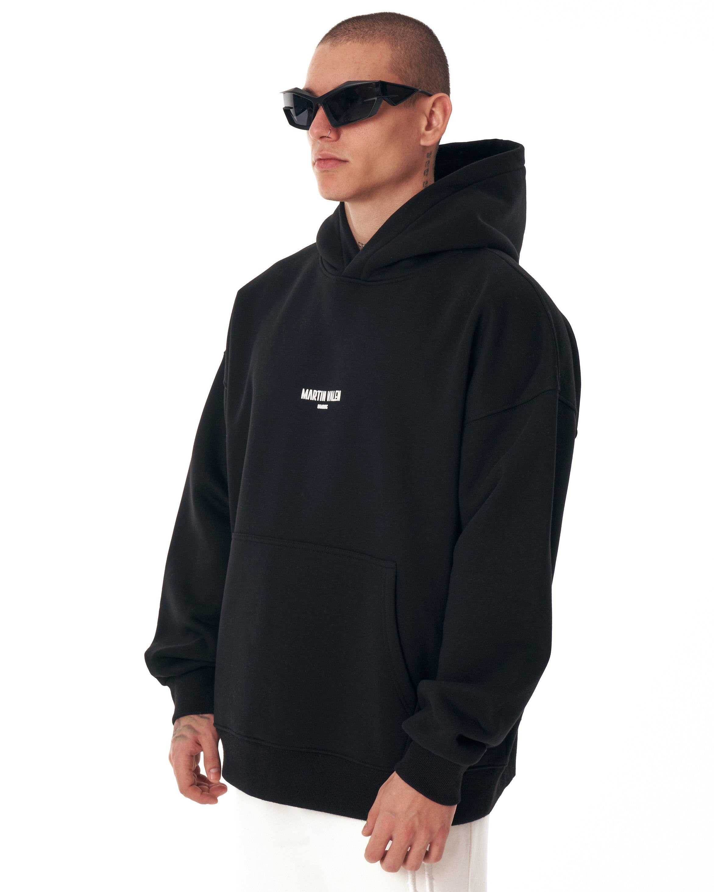 Brand Printed Black Hoodie