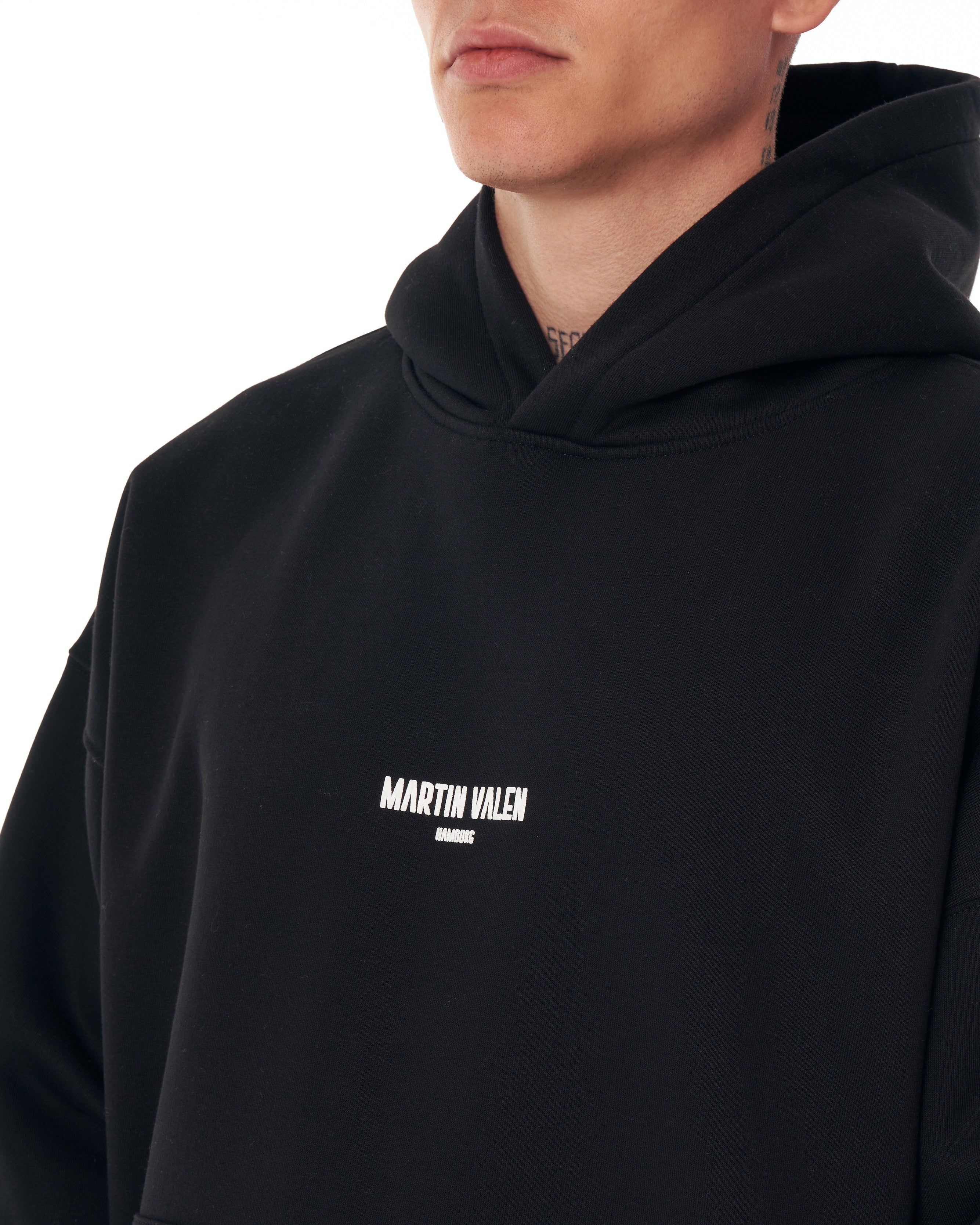Martin Valen Puff Printed Black Hoodie