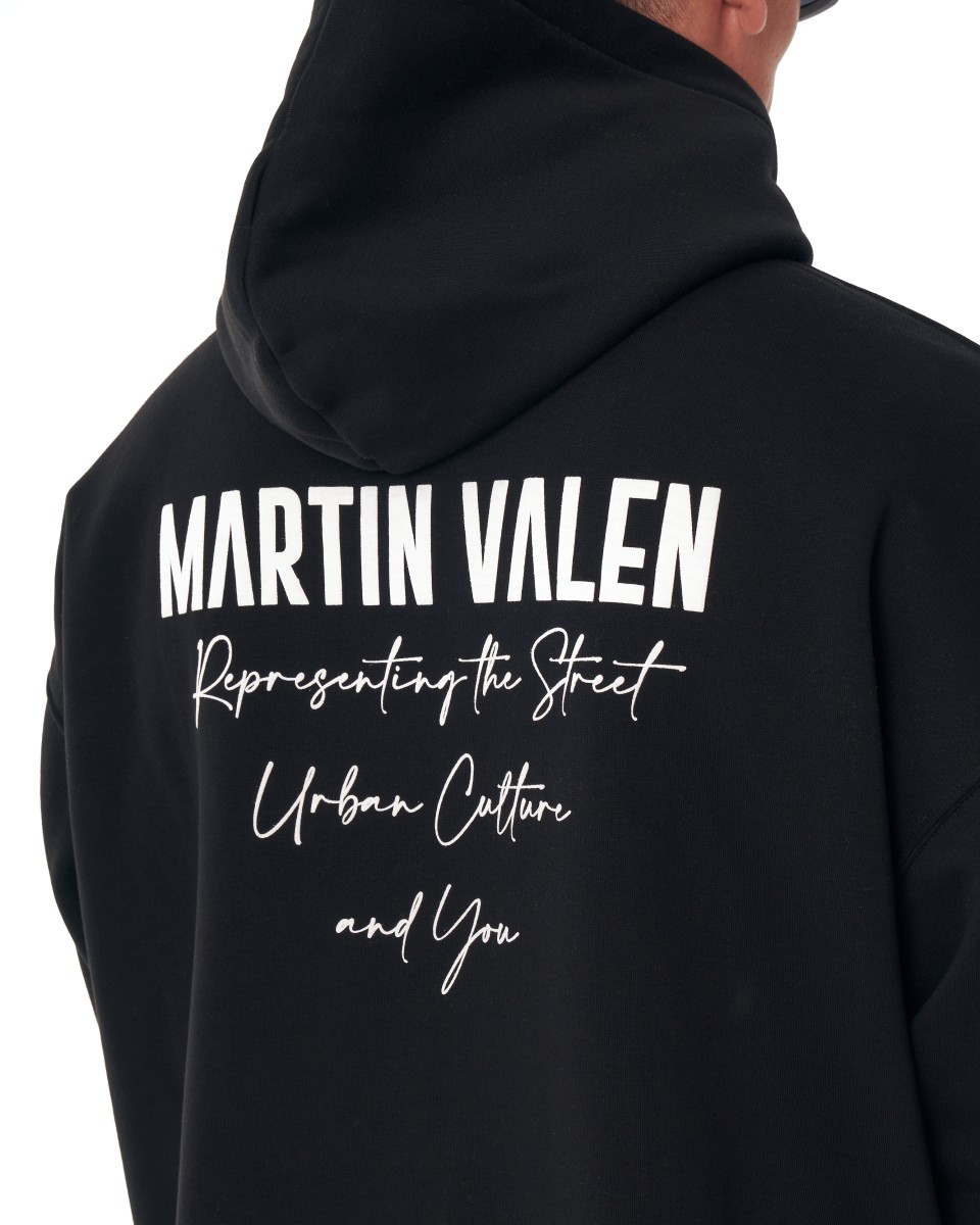 Sudadera con Capucha Oversize con Estampado de Slogan MV para Hombre | Martin Valen