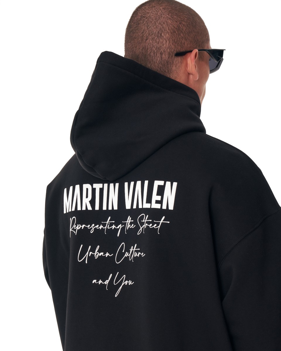 ‘’Slogan’’ Puff Printed Men’s Extra Oversized Hoodie | Martin Valen