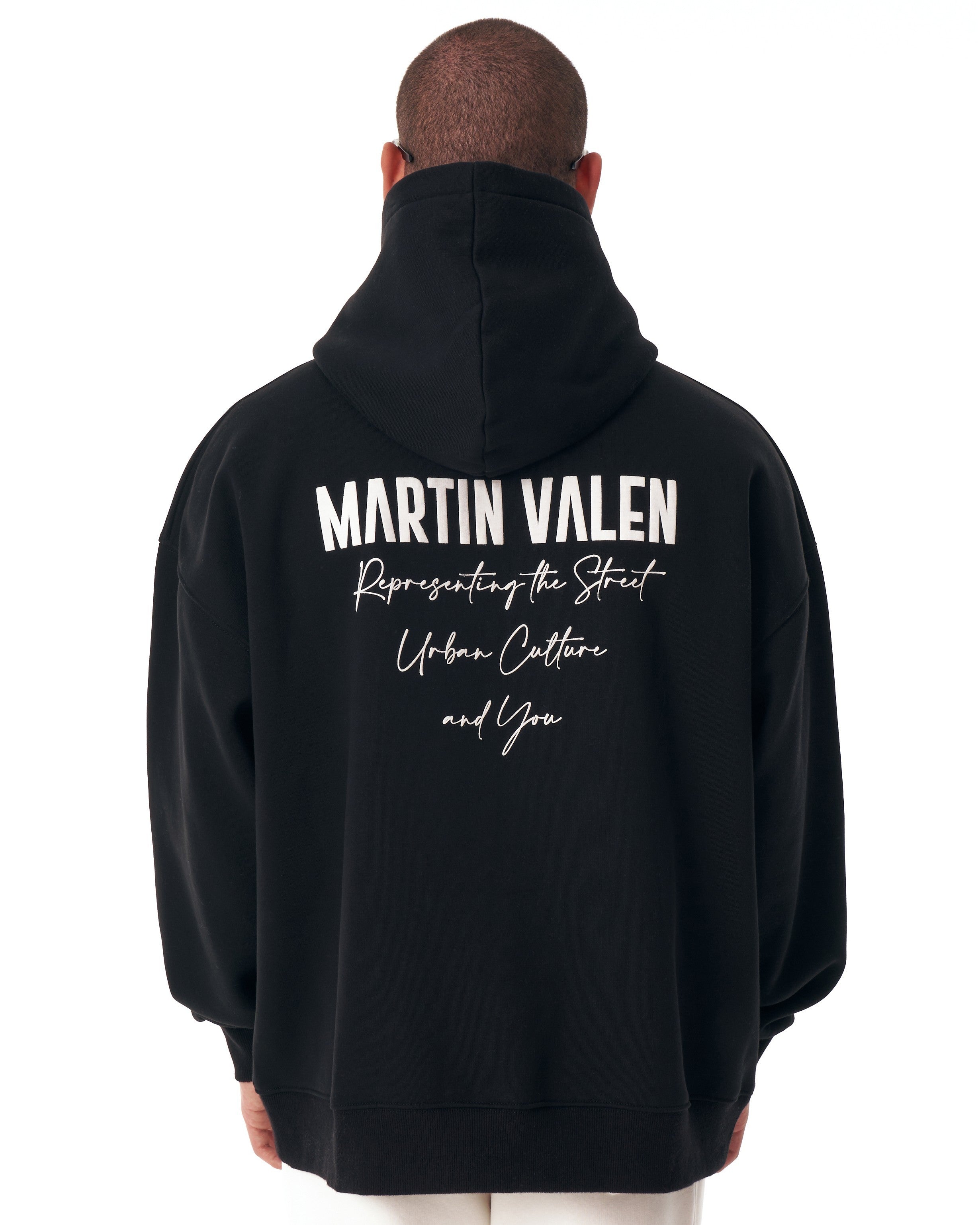 Back Printed Oversized Black Hoodie