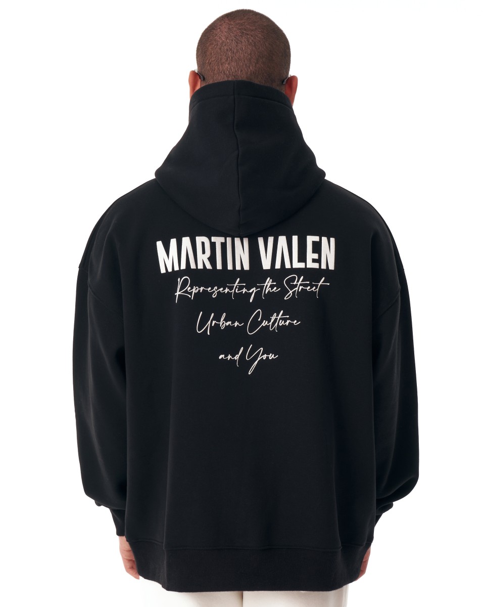 Sudadera con Capucha Oversize con Estampado de Slogan MV para Hombre | Martin Valen