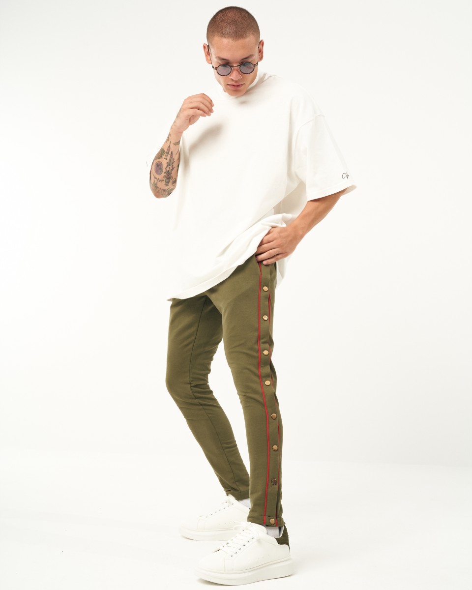 Khaki Joggers With Buttons | Martin Valen