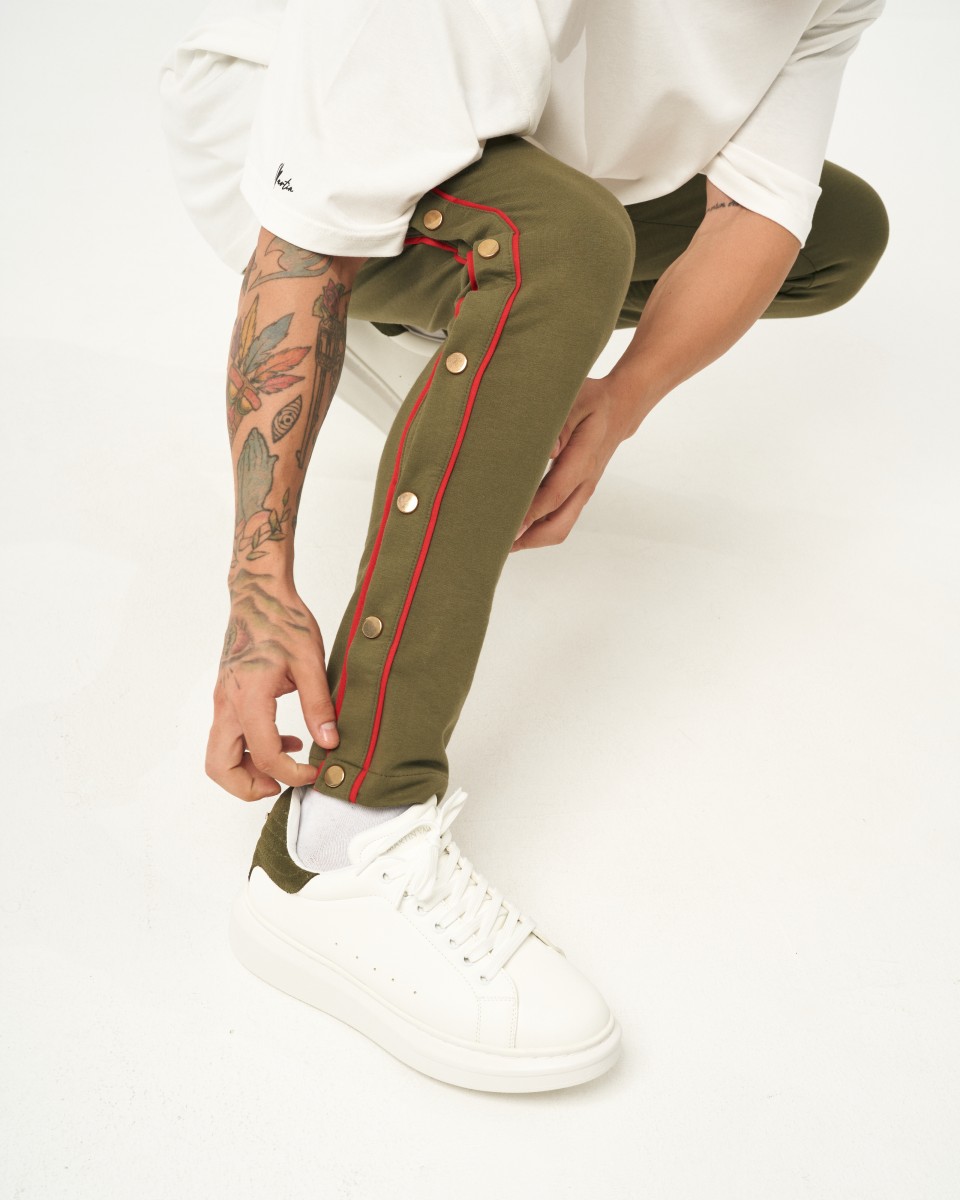 Khaki Joggers With Buttons | Martin Valen