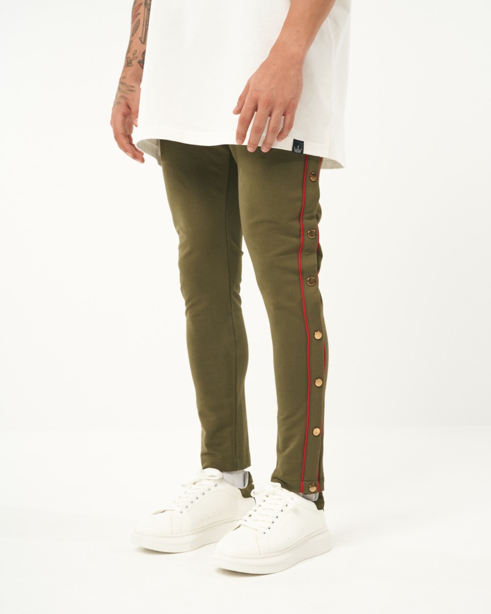 Khaki Joggers With Buttons