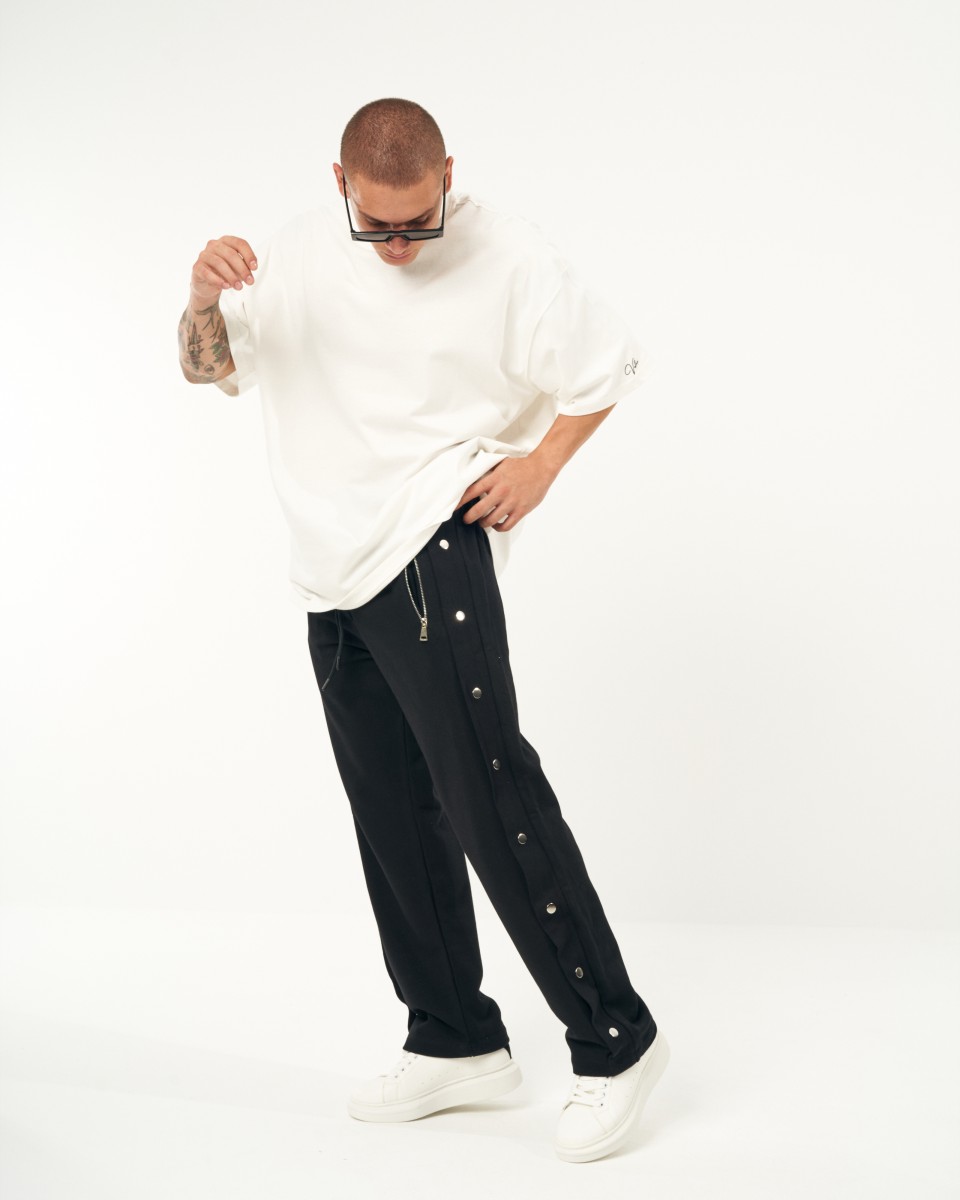 Oversized Black Baggy Jogger with Press Studs | Martin Valen