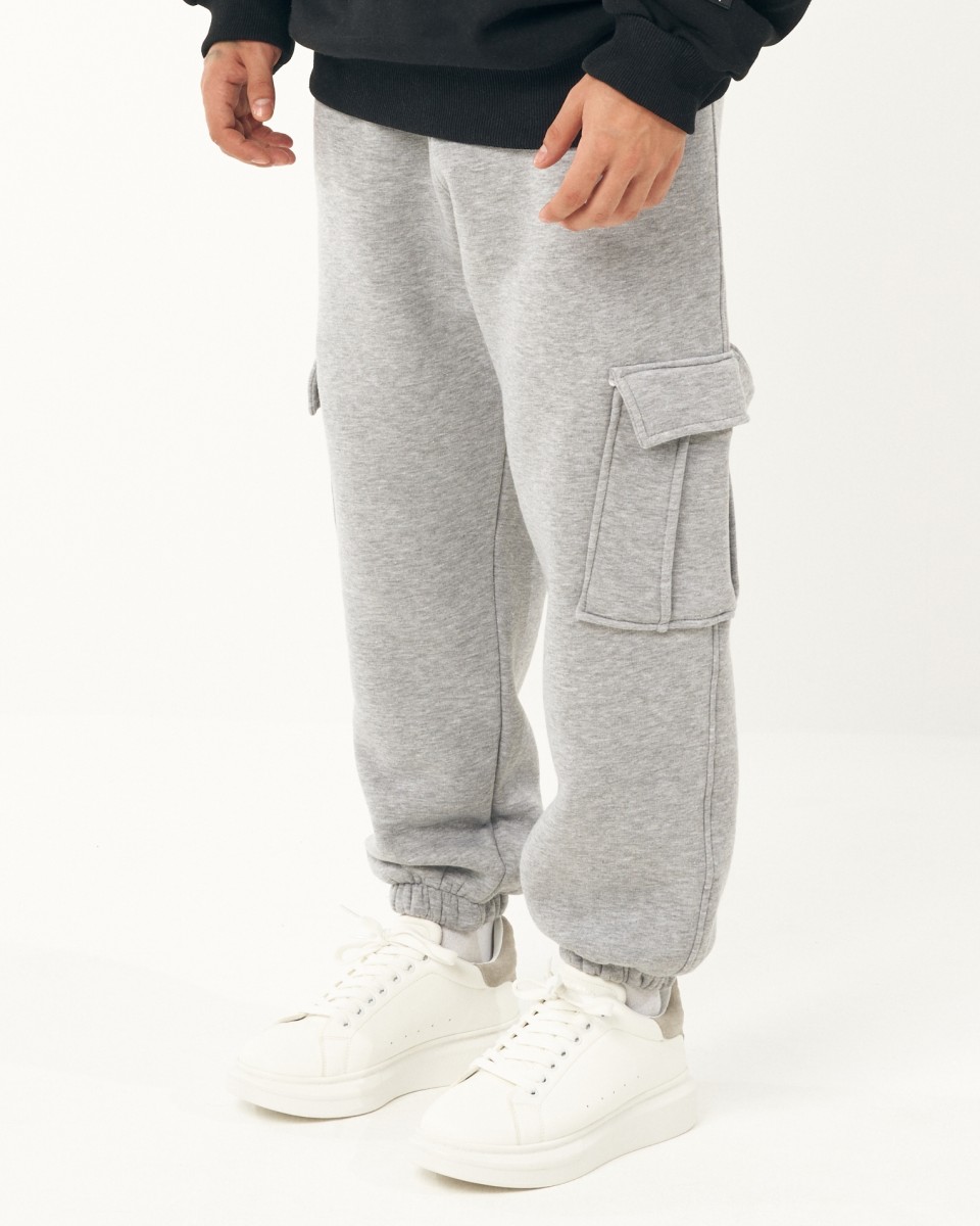 Pantalon cargo surdimensionné gris mélange