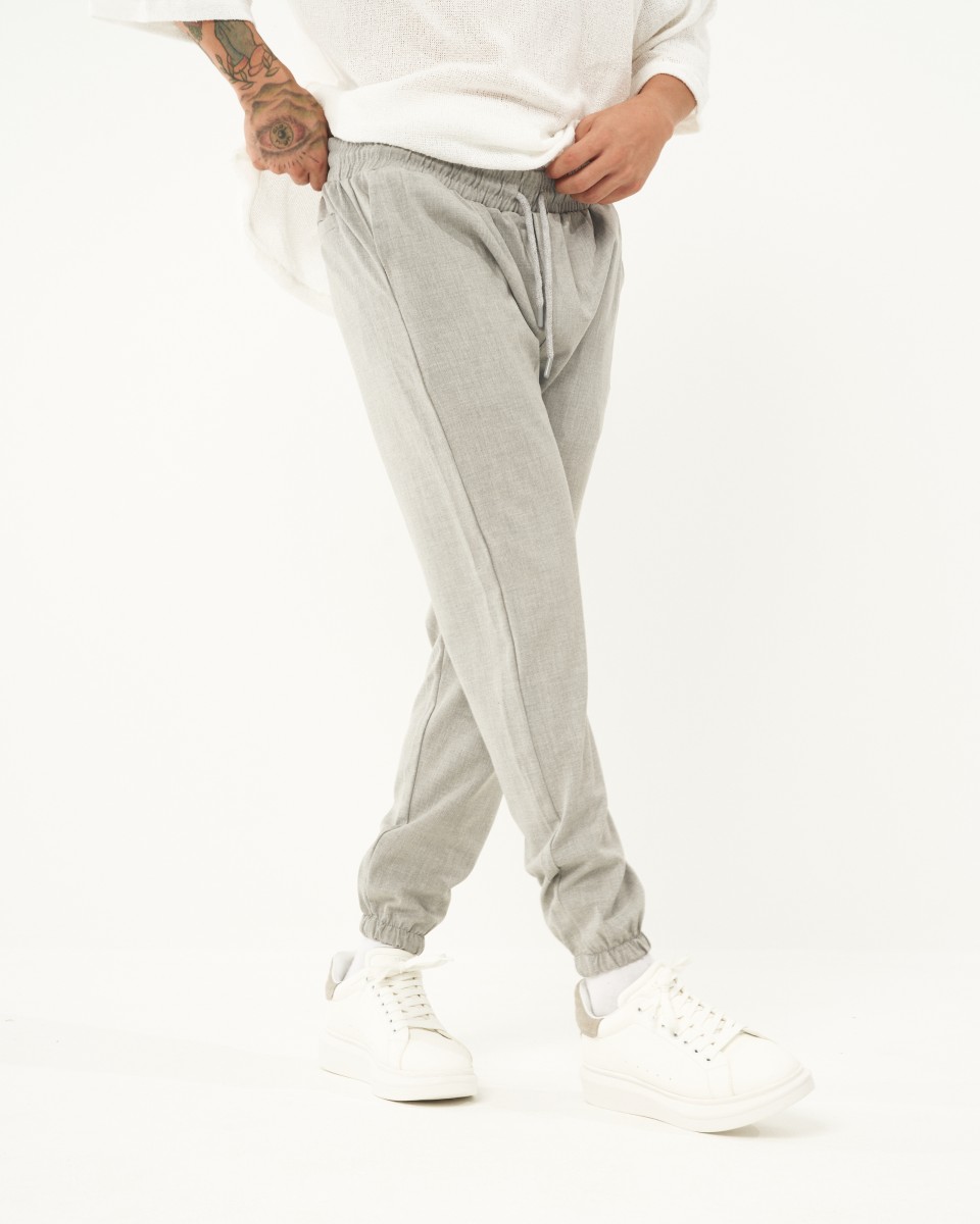 Pantalon de jogging ample à revers élastique pour homme - Gray