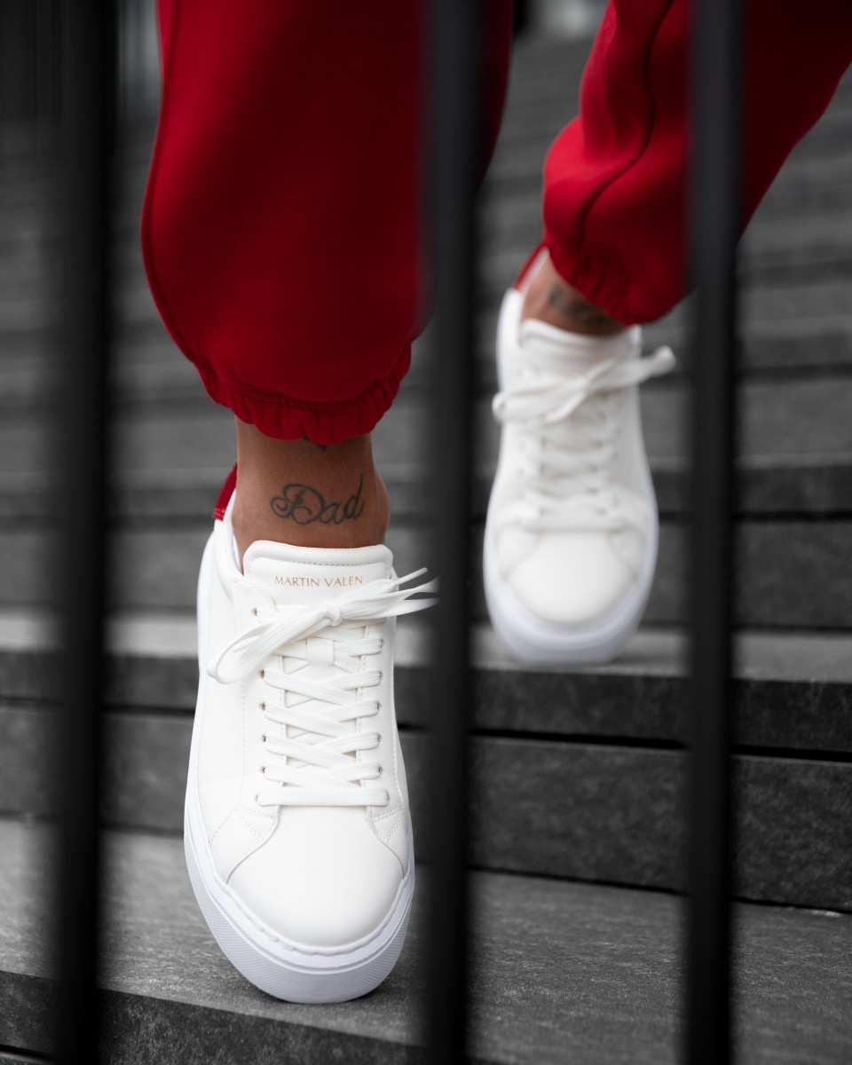 Bobe Suede Ceinturé Nouvelles Sneakers Blanc Rouge | Martin Valen