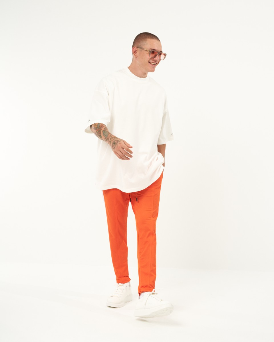 Orange Trousers With White Stripes | Martin Valen