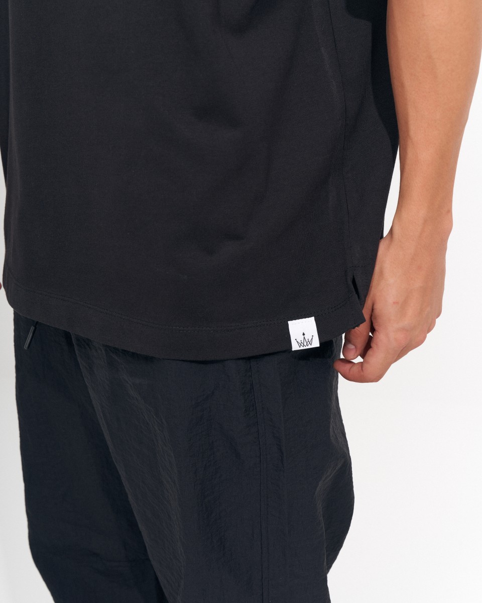 Men's Oversized Back Screen Printed Black Heavy T-Shirt | Martin Valen