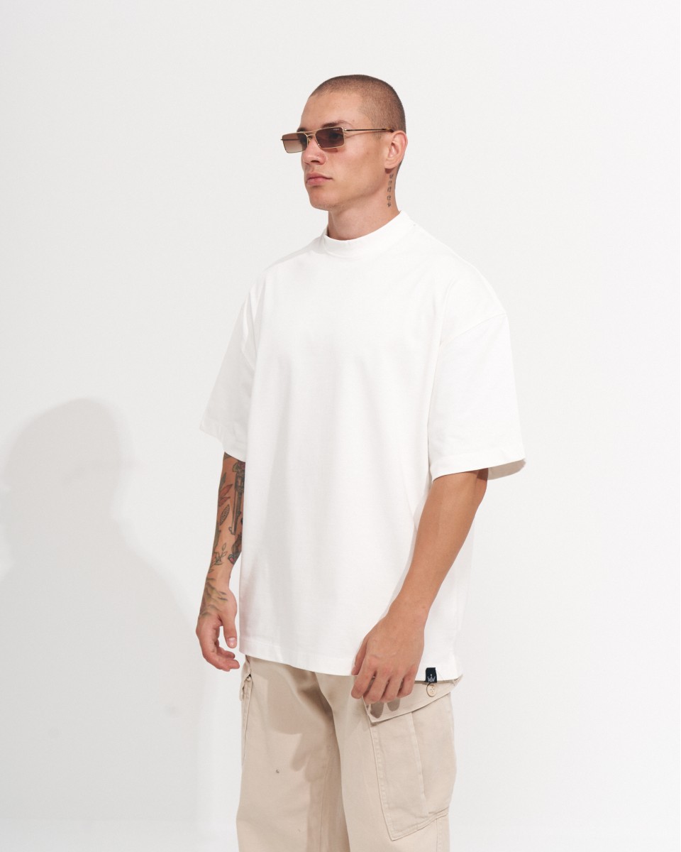 Men's Oversize Back Screen Printed White T-Shirt | Martin Valen
