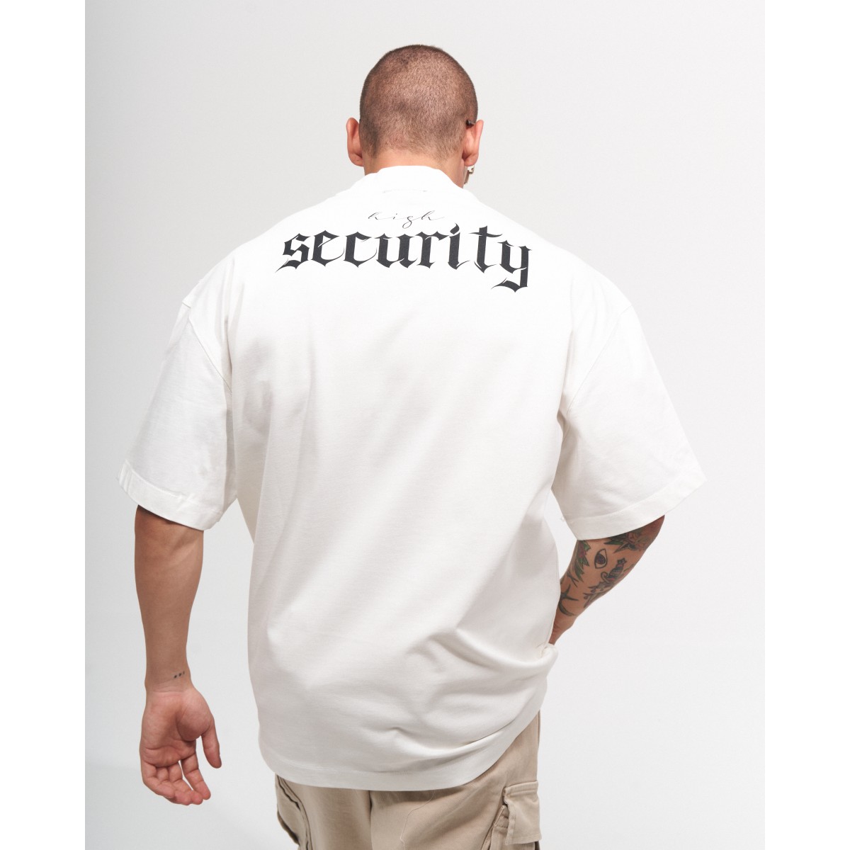 Men's Oversize Back Screen Printed White Heavy T-Shirt