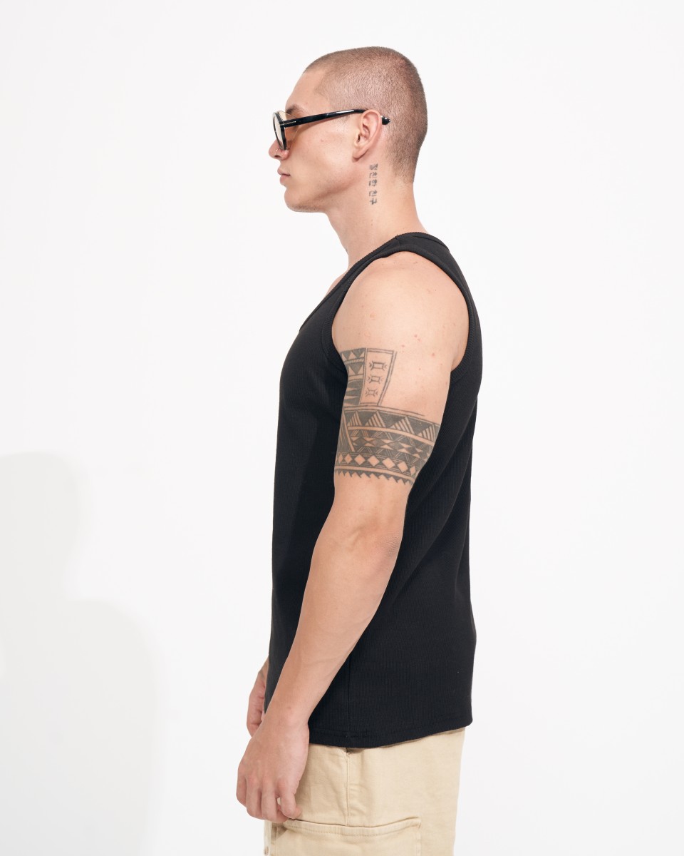 Camiseta sin Mangas de Canalé con Estampado 3D para Hombre | Martin Valen
