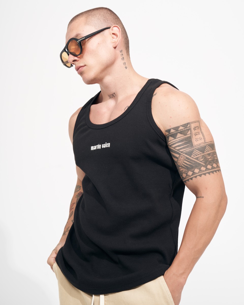 Camiseta sin Mangas de Canalé con Estampado 3D para Hombre