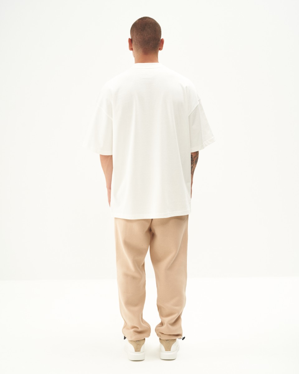Men's Oversized Beige Jogger with Elastic Cords and Ankle Cuffs ...