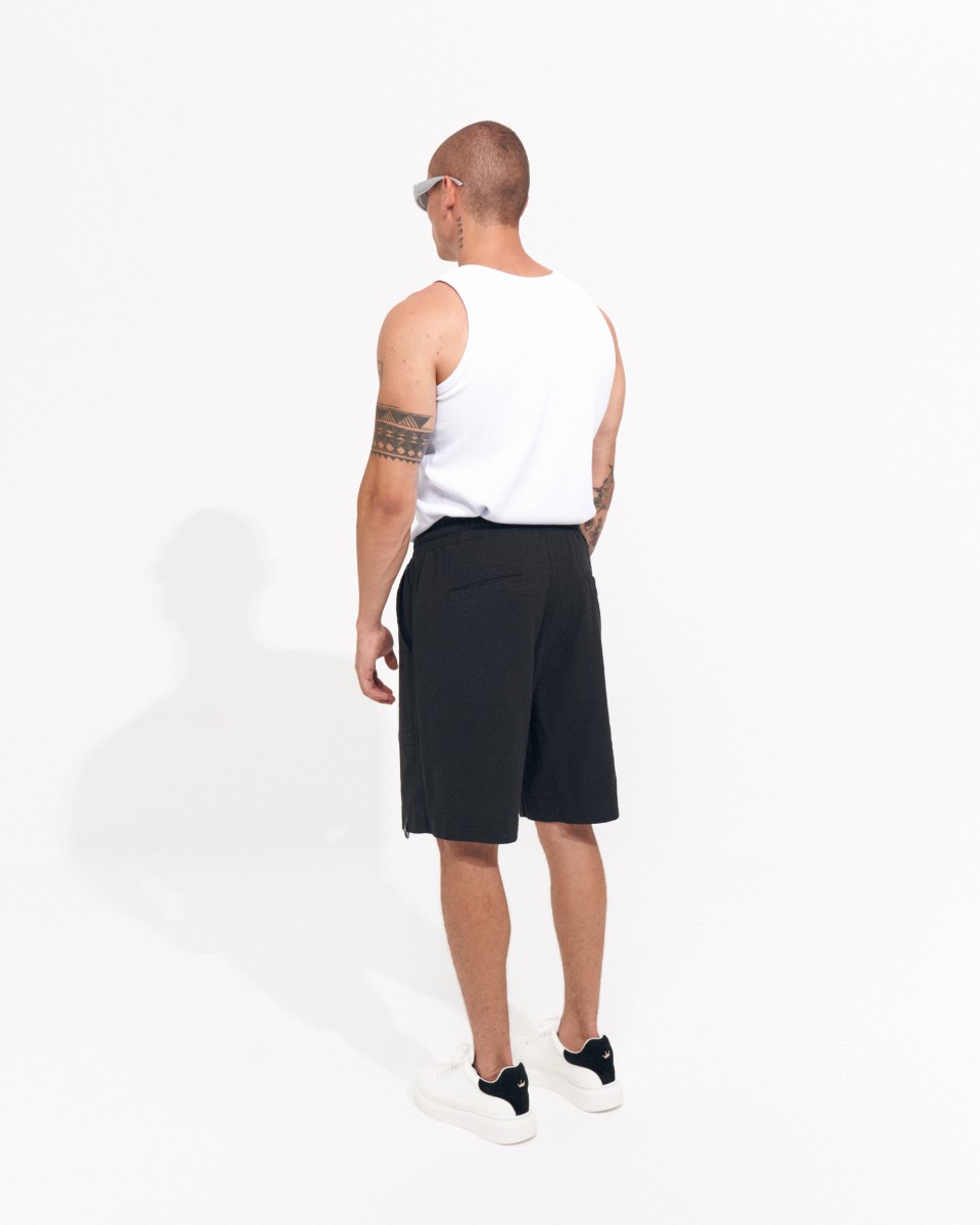 Pantalones Cortos Negros de Lino para Hombre | Martin Valen