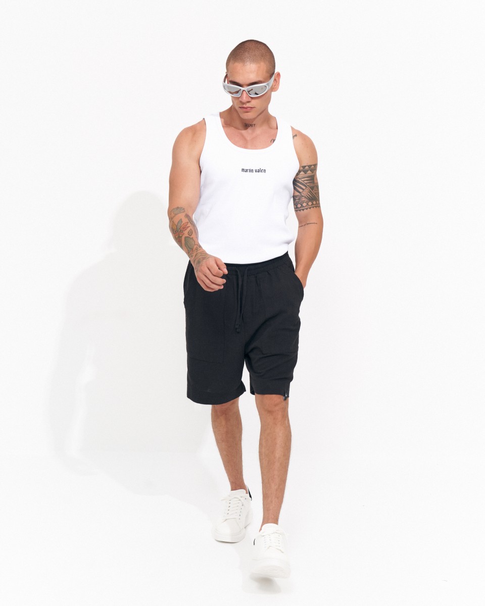 Men's Linen Black Shorts | Martin Valen