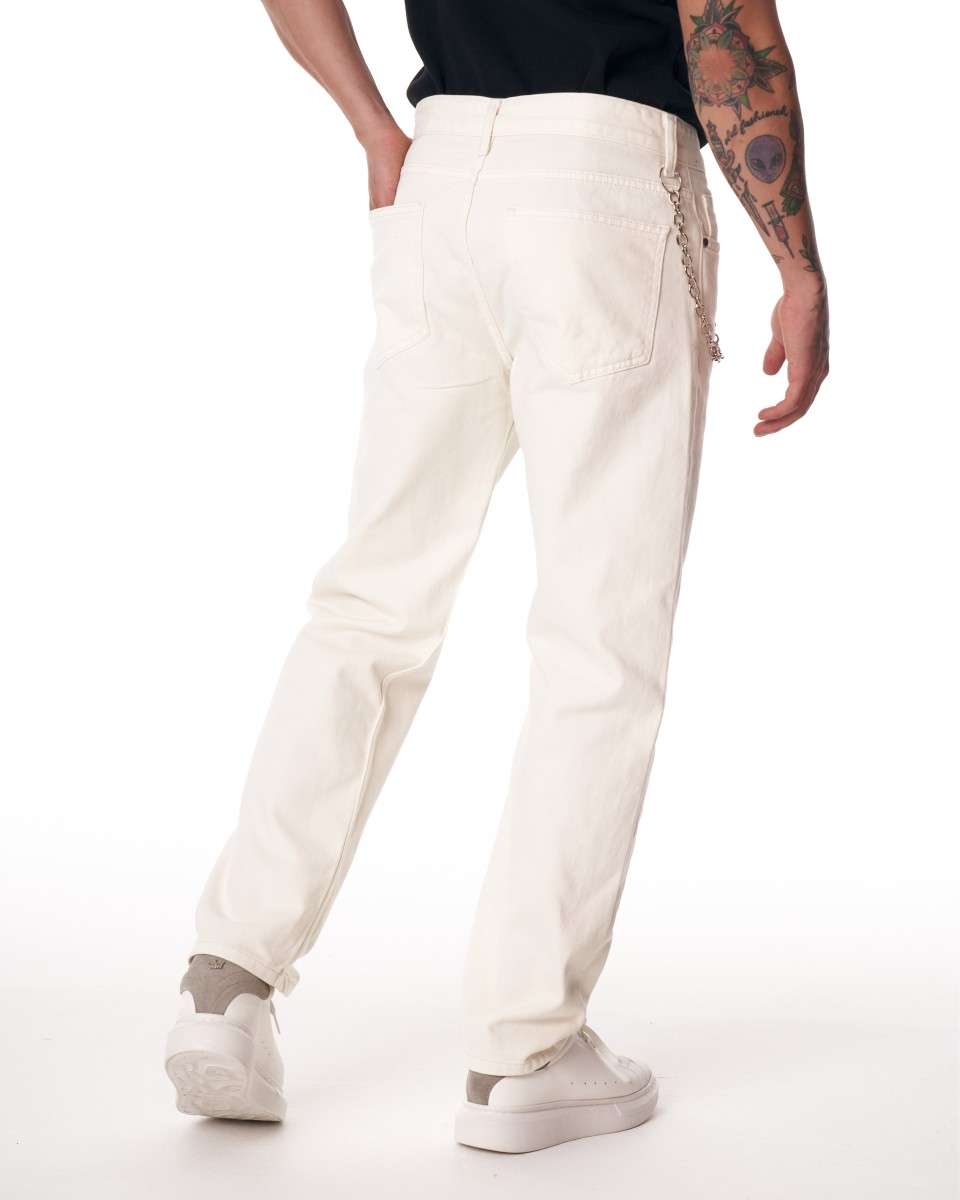 Jeans Baggy Fit en Blanco con Cadenas | Martin Valen