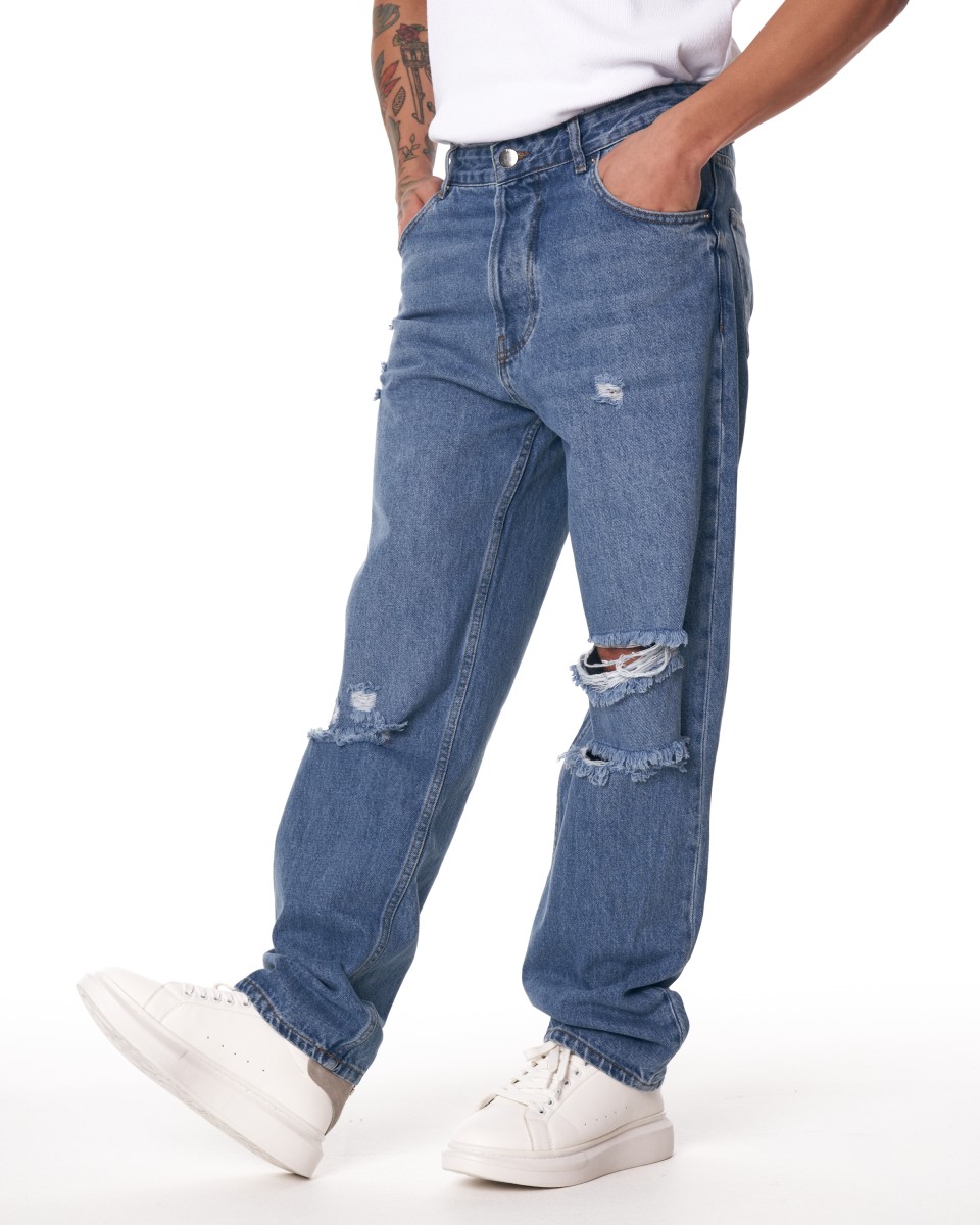 Baggy Hiphop Jeans mit Rissen in Blau | Martin Valen