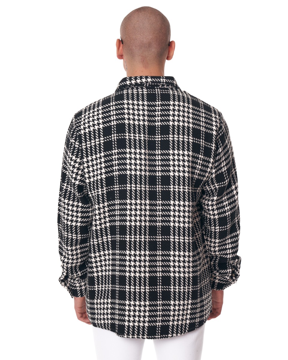 Men's Oversize Shirt Plaid Pattern Black | Martin Valen