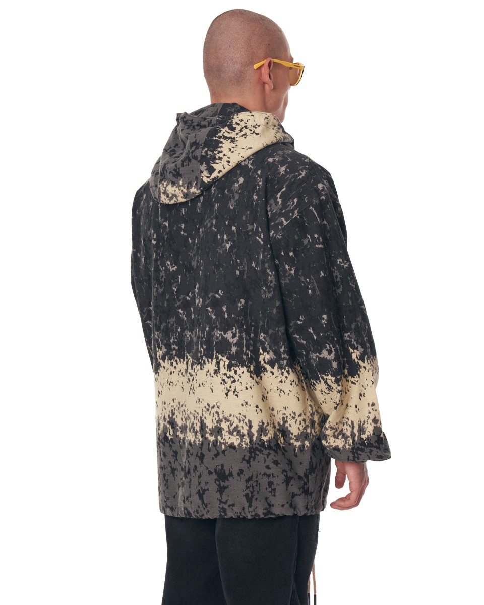 Men's Paint Splash Patterned Linen Hoodie In Anthracite | Martin Valen
