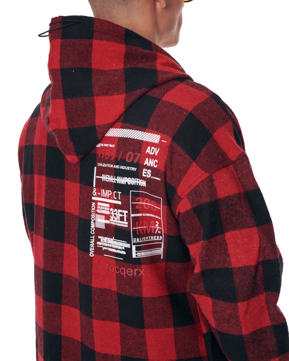 Men's Plaid Oversize Sweatshirt With Pocket Detail In Black&Red | Martin Valen