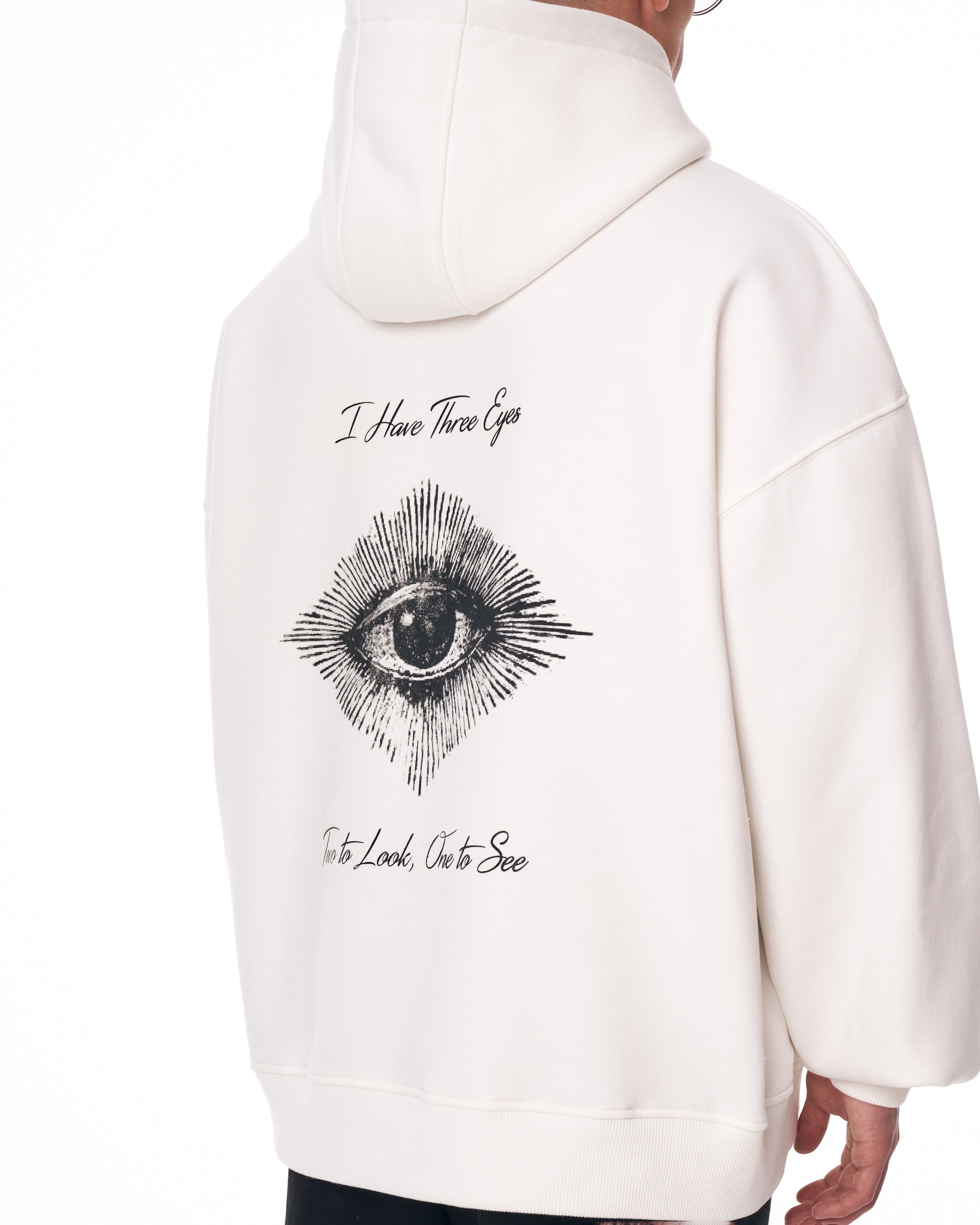 Hoodie blanc imprimé Third Eye