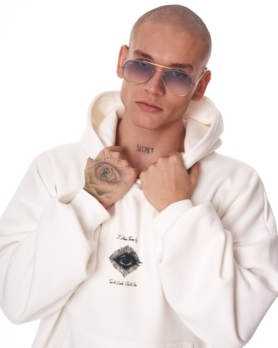 Sudadera con capucha personalizada de gran tamaño Third Eye para hombre - Blanco