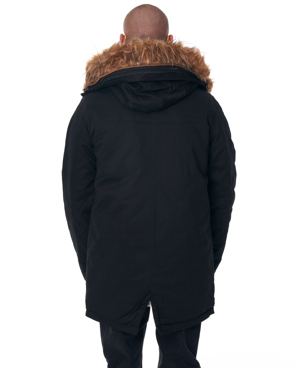 MV Parker-Style Jacket with Furry Trim in Black | Martin Valen