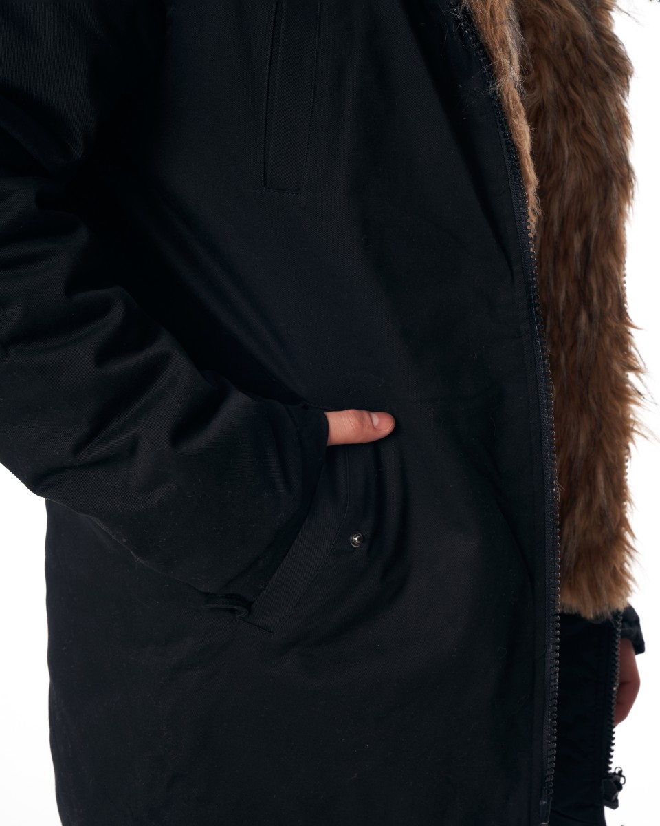 Herren MV Parker-Style Jacke mit Pelz in schwarz | Martin Valen
